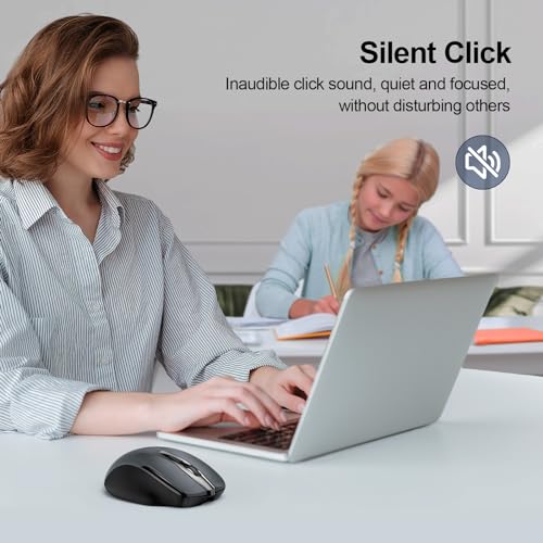 TECKNET Wireless Mouse Rechargeable, 2.4G Computer Mice with USB-A Receiver | 2.4G Connection, 800mAh Battery, 3X Faster Charging, Silent Click, 6-Level 4800 DPI, Ergonomic Design for All-day Comfort - color: Grey