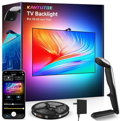 KANTUTOE TV LED Backlight Sync to Screen, 13.7ft LED Lights for 45-65 Inch TVs & PC Monitors, Smart App Control TV Lights that Change with TV, Backlight with Camera, Music Sync Strip Lighting - size: 13.7FT for 45"-65" TV