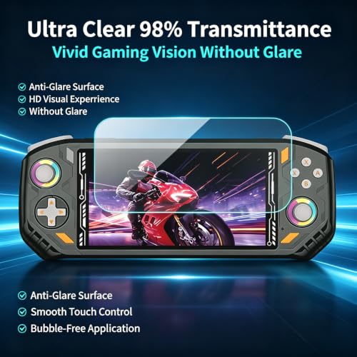 TEHAOUU Handheld Game Tempered Glass Protector, Compatible with AISLPC RG52 Pro Max Retro Game Console, Clear Display Cover for Portable Game Play (2)