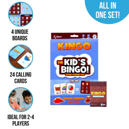 Regal Games Kingo Sight Words Edition Bingo Game - Educational Board Game for Preschool & Kindergarten - Fun Phonics & Vocabulary Builder for Home & Classroom - Kids Bingo Cards & Learning Resources - size: Sight Words Edition