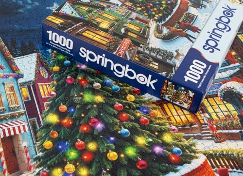 Springbok Merry Town Square 1000 Piece Jigsaw Puzzle for Adults - Christmas and Holiday Puzzle - Unique Cut Pieces - Made in USA - style: Merry Town Square
