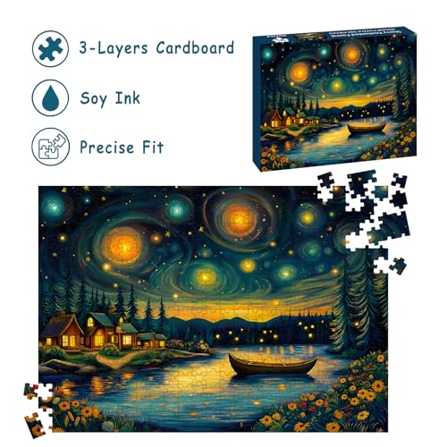 Puzzles for Adults 500 Pieces, Starry Night Jigsaw Puzzles - Starry Enchanted Forest, Impossible Landscape Puzzle for Seniors Families,20.47x14.96 inches, 1:1 Poster, Letter on The Back - style: Starry Enchanted Forest
