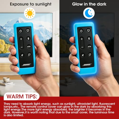 Case for Bose Solo 5 10 15 Series ii TV Remote,Silicone Cover for Bose Solo Cinemate Series II IIGS 1SR 10&15 Remote Controller Skin Protective Universal Replacement Sleeve Glow in The Dark-Glow Blue - color: Glow Blue