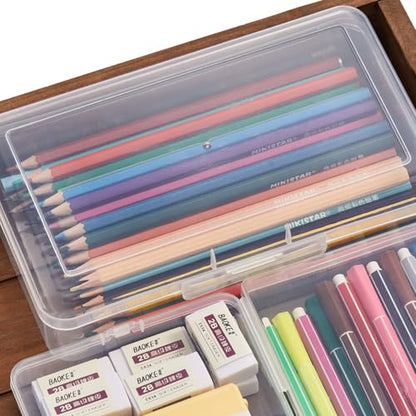 4 Pack Rectangular Clear Plastic Storage Containers, 8x4.7x2.3 inch | Hinged Lid, For Beads and Small Craft Items - size: 8 x 4.7 x 2.3 inch