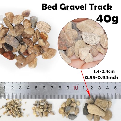 Bed Gravel Track Natural Stone Set, Mixed Sizes, 4 Packs x 40g, for Train Railway Track Diorama, Miniature Scene, Ages 14+