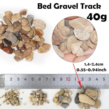 Bed Gravel Track Natural Stone Set, Mixed Sizes, 4 Packs x 40g, for Train Railway Track Diorama, Miniature Scene, Ages 14+