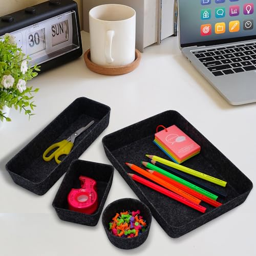 Welaxy office desk drawer organizer tray Storage Bin 8pc Sleek Carbon Box - color: Carbon