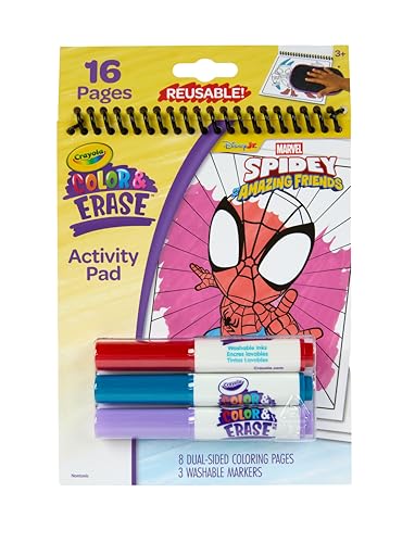 Crayola Color & Erase Reusable Activity Pad - Spidey and His Amazing Friends, Erasable Coloring Pages, Spiderman Toy for Toddlers, Travel Activity - style: Reusable Activity Pad