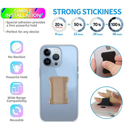 Universal Phone Grip for Smartphones - Phone Holder for Hand for Back of Phone -Wireless Charging Compatible (Gold) - 2Pack - color: Gold