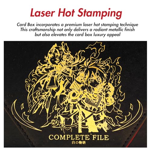STORY OF WHITE Laser Card Deck Box | YGO MTG Organizer Holds 220+ Double Sleeved Card Storage Trading Games Leather Display Windows with magnetic cardholder - color: Black gold