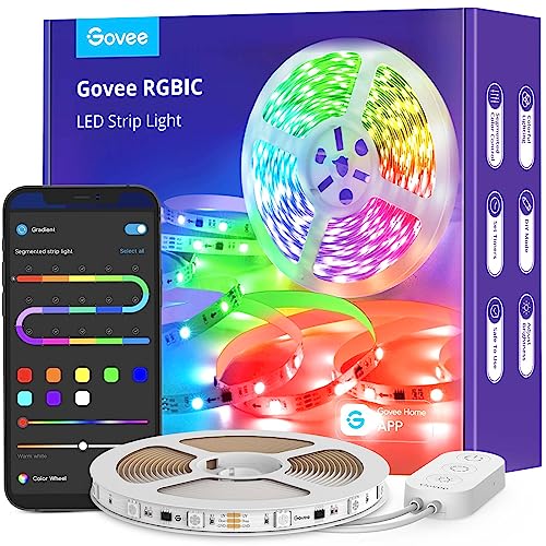 Govee 16.4ft RGBIC LED Strip Lights, Smart App Control Light for Bedroom | Bluetooth Color Changing LED Lights, DIY Segmented Color, Enhanced Music Sync for Bedroom, Kitchen and Home Decor - size: 16.4ft