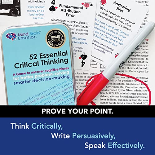 52 Essential Critical Thinking: Smart Flash Cards to Uncover Implicit Biases, Detect Cognitive Biases in Social Media, AI, Writing, Speech, Debate, for Teens & Adults - by Harvard Educator - style: Critical Thinking