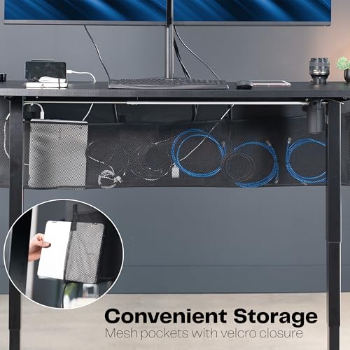 VIVO Black Clamp-on 60 inch Desk Cable Management Sleeve, DESK-SKIRT-60P | Privacy Desk Skirt, Cable Organizer, Wire Hider Kit Panel System - size: 60" Panel