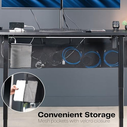 VIVO Black Clamp-on 60 inch Desk Cable Management Sleeve, DESK-SKIRT-60P | Privacy Desk Skirt, Cable Organizer, Wire Hider Kit Panel System - size: 60" Panel