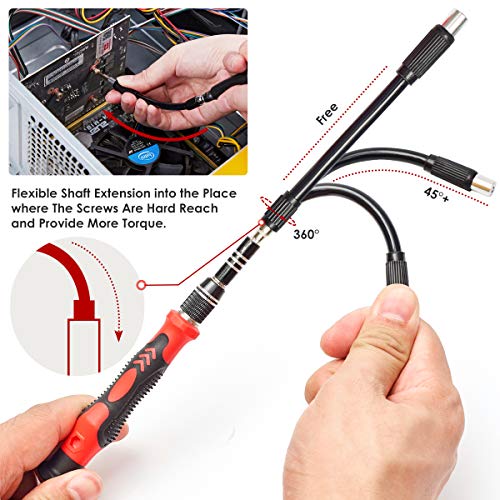 122 in 1 Precision Screwdriver Set With CR-V Steel Bits(Red) | Magnetic Repair Tool Kit with Case for Repair Computer, Phone, PC, Cellphone, Laptop, Game Console, Watch, Glasses etc - color: Red