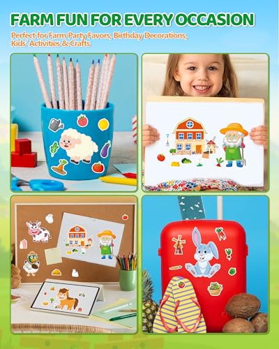 Aowplc 48 Sheets Farm Animal Make‑a‑Face Stickers for Kids & Toddlers – 12 Unique Mix‑and‑Match Designs – Farm Party Favors, Birthday Supplies, Activities & Crafts - style: Farm Fun