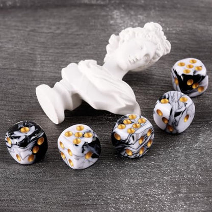 24 of Pack 16MM 6 Sided Dice Set,Two Colours D6 Game Dice Set, 6 Sided Standard Dices for Yahtzee, Bunco or Teaching Math,with Portable Dice Pouch(Black and White) - color: 16mm Black-white