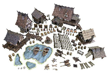 Battle Systems Fantasy Terrain Village Core Set - 28-35mm DND D&D RPG Wargames Historical/Fantasy Card Scenery - style: Village