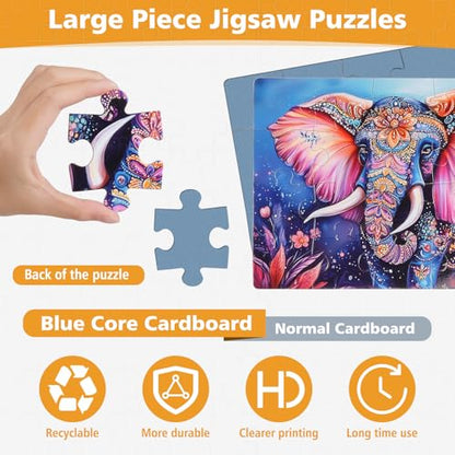6 Packs 20 Large Piece Puzzles for Seniors with Dementia│Alzheimer’s Puzzles Memory Cognitive Games Easy Jigsaw Puzzles for Elderly Seniors with 6 Storage Bags(Animal) - style: animal