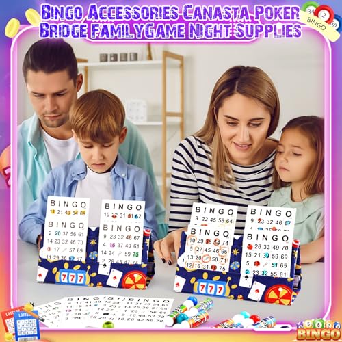 Eersida 2 Pack Bingo Card Holder for Pull Tabs Playing Card Holder Bingo Accessories Canasta Poker Bridge Family Game Night Supplies for Adults (Cute Style) - style: Cute Style