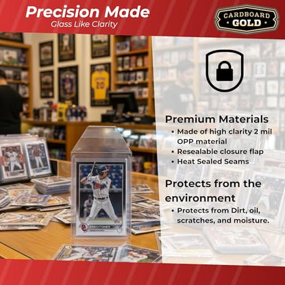 Cardboard Gold Toploader Sleeves - Ultimate Protection Resealable Snug Fit Top Loader Sleeves - Acid Free Archival Safe - Holds Toploaders Securely (140pt-190pt Sleeves, 50 Toploader Sleeves) - size: 50 Toploader Sleeves, style: 140pt-190pt Sleeves