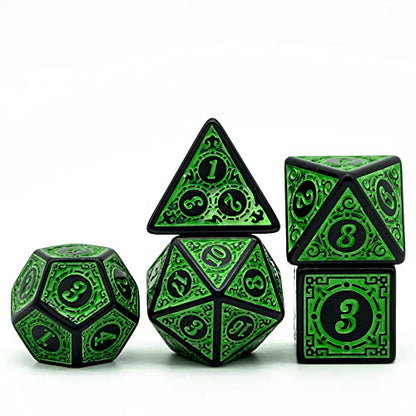DND Dice Set -D&D Polyhedral Dice (7 Pcs) with Black Dice Bag for Dungeons and Dragons Role Playing Dice Games RPGs (Dice-Green with Black Edge) - color: Dice-green With Black Edge
