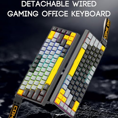 Wired Keyboard, 68 Keys RGB Backlit Gaming Keyboard, Quiet Slim Anti Ghosting Wired Computer Keyboards with Scissor Switch for PC, Laptop, Desktop (Black Gray) - color: Black Gray