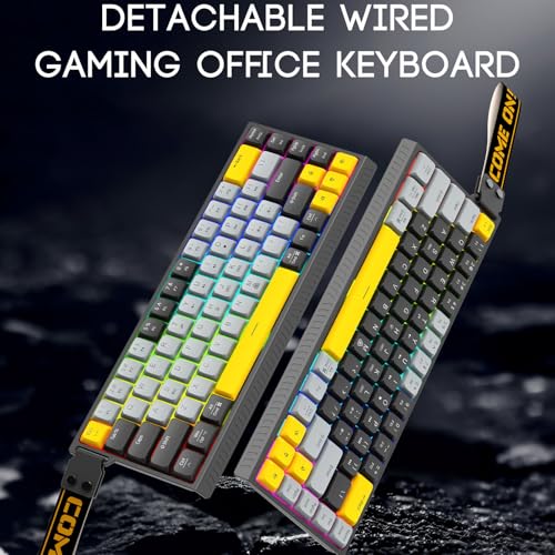 GOWENIC Wired Gaming Keyboard, RGB Backlit Mechanical Gaming Keyboard, 68 Keys Quiet Anti Ghosting No Conflict, Full Size Computer for PC Laptop (Black Gray) - color: Black Gray