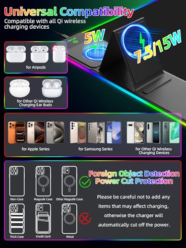 Mouse Pad with Wireless Charger Foldable Phone Holder, XXL RGB Gaming Mousepad 31.5"x15.8" Large Desk Mat for Keyboard, Black Desk Pad with Dual Qi Charging Station, 11 Colors 5 Modes - color: Black-Phone Holder-31.5"x15.8"(with Wall Charger)