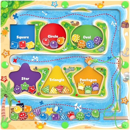 MTYOKILN Magnetic Color & Shape Maze - Montessori Toys for 3 4 5 Year Old | Color and Shape Sorting Toy, Montessori Toys for Kids Boys Girls Gifts Ages 3+, Preschool Learning Activities - style: Ocean