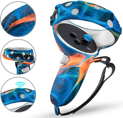 Compatible with Oculus Quest 2 Accessories, Silicone Face Cover, VR Shell Cover,Touch Controller Grip Cover,Protective Lens Cover,Disposable Eye Cover (Aurora) - color: Aurora