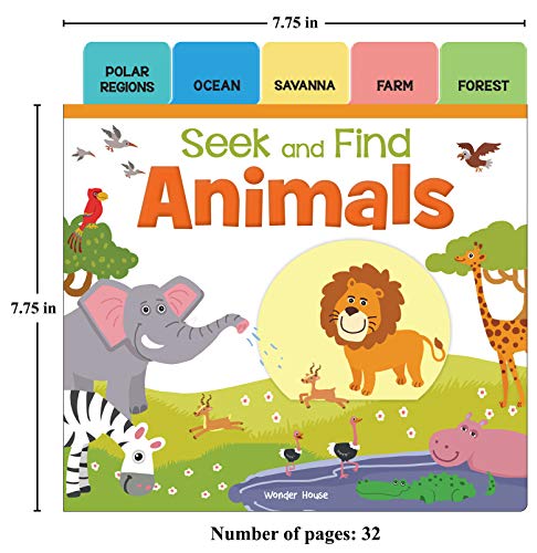 Seek And Find - Animals : Early Learning Board Books With Tabs