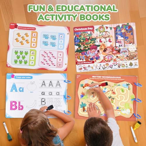 JoyCat Preschool Learning Activities Set (2-Pack) for Toddlers & Kids 3-5 | Letters & Numbers Handwriting Practice Tracing Workbooks for Toddlers & Kids, Birthday Gifts for Girls and Boys Ages 3-5 - style: 6. Seek & Find+Trace & Write