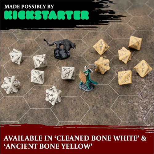 D12 Dice Set - Set of Six 12 Sided Dice - Skull & Bone Themed RPG Dice. Cool & Unique Gift and Compatible with Dungeons & Dragons (DND), D&D, Pathfinder, D and D (Ancient Bone Yellow) - color: Ancient Bone Yellow, style: Six D12