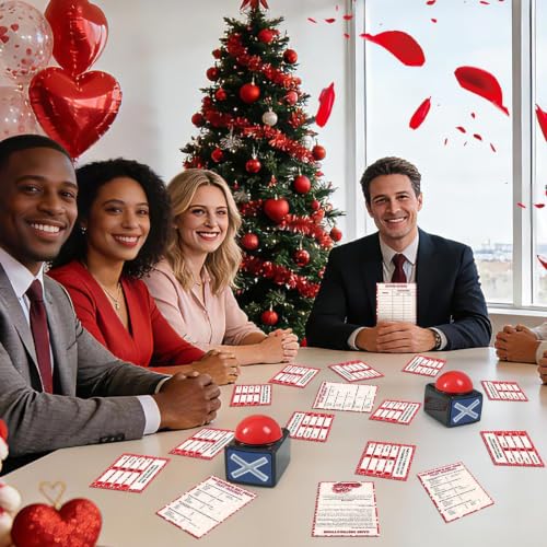 Valentine's Day Friendly Feud Game with 2 Answer Buzzers, Fun Family Valentines Board Game for Adults Feud Card Trivia Quiz Activities for Galentin's Day Party Family Office Group Team Building - style: Valentine's Day