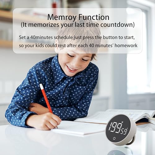 Digital Kitchen Timers, Visual timers Magnetic Countdown Countup Timer Large LED 200 Minutes Display Volume Adjustable for Cooking Fitness Studying, Easy for Kids and Seniors - color: White