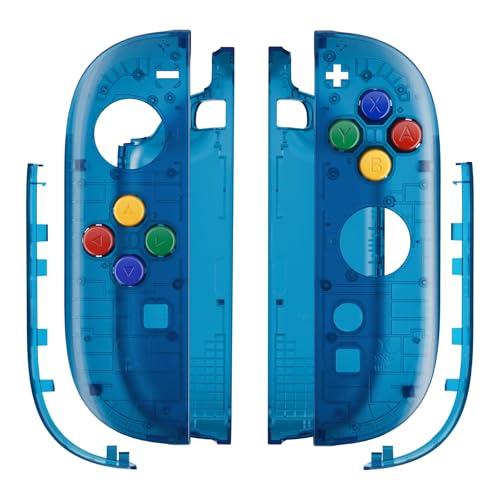 eXtremeRate Replacement Shell Buttons for Joycon 2, Custom Housing Faceplate Case + Decorative Strips + ABXY Direction Keys + Tools for Nintendo Switch 2 Controller - Essence Version - Clear Blue - color: Clear Blue