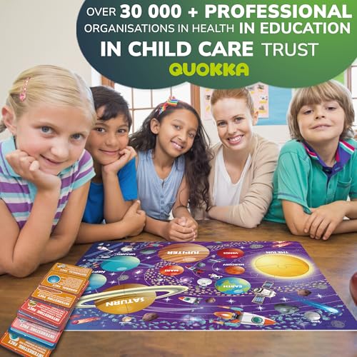 QUOKKA Solar System Puzzles for Kids Ages 4-6 - 70 Pcs Fun Kids Puzzles Ages 5-8 Preschool Floor Activities - Includes 50 Cards with 400+ Space Facts- Planet-Shaped Jigsaw Puzzle Gift for Girls Boys - color: 03. Space 70
