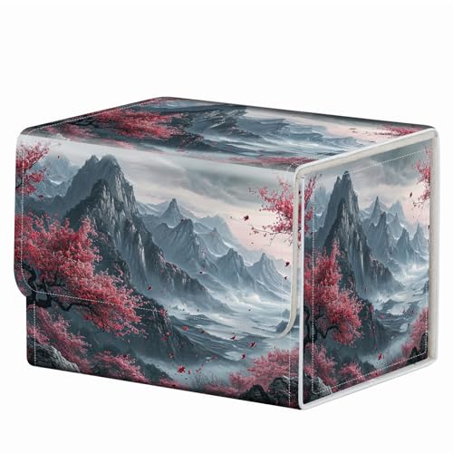 Strong Magnet Card Case Deck Box Mtg Card Box Playing Card Box Magic Deck Box Tcg Up to 200 Cards Creative Pattern Trading Card Storage Box for Collectible Card Games, Chinese Landscape Flowers - color: Chinese Landscape Flowers