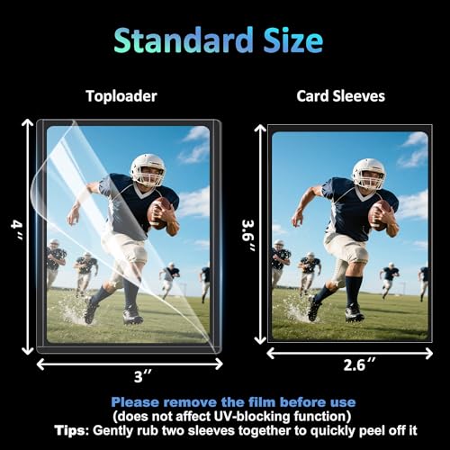 400 Card Sleeves Top Loaders, 3" x 4" Clear Full UV-Resistant Trading Card Protectors for Baseball, Hard Plastic Holder for MTG TCG Collectible Sports Game Cards (200 Toploaders + 200 Soft Sleeves) - size: 200 Toploaders + 200 Penny Sleeves