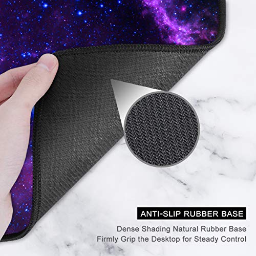 Auhoahsil Large Gaming Mouse Pad, Galaxy Theme XXL 35.4 x 15.7 in Desk Pad Stitched Non-Slip Rubber Long Computer Mousepad Thin Extended Full Size Desk Mat for Desktop, Laptop, Wireless Mice, Purple - color: 03 Galaxy, size: 35.5L x 15.7W inches
