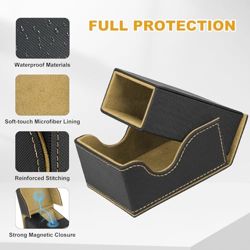 Dice Roller Tower, Magnetic Dice Tray for Rolling, Foldable Leather Dice Organizer Tower Fits for Dungeons & Dragons, MTG DM and Player, Black & Golden - color: Black & Gold, style: Style A