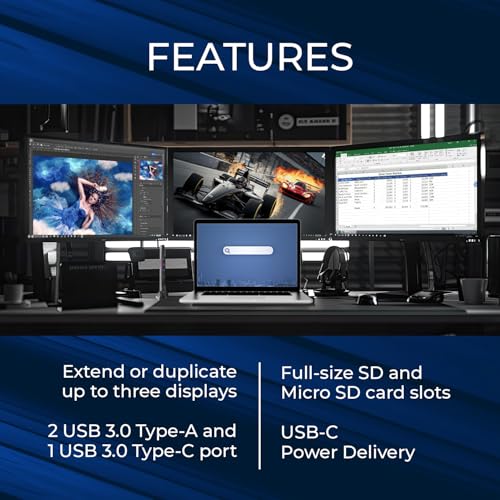 OREI DisplayLink Docking Station 3 Monitors – 3X 4K@60Hz HDMI – 6X USB (4X USB 3.0), Gigabit Ethernet, 100W PD, AUX – Triple Monitor Docking Station with Win & Mac Support | OREI DisplayLink Docking Station 3 Monitors – 3X 4K@60Hz HDMI – 6X USB (4X USB 3.