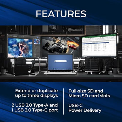 OREI DisplayLink Docking Station 3 Monitors – 3X 4K@60Hz HDMI – 6X USB (4X USB 3.0), Gigabit Ethernet, 100W PD, AUX – Triple Monitor Docking Station with Win & Mac Support | OREI DisplayLink Docking Station 3 Monitors – 3X 4K@60Hz HDMI – 6X USB (4X USB 3.
