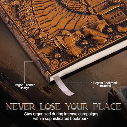 DND character sheets (200 Pages A5) - dnd journal Dragon Embossed Leather for Dungeons & Dragons | dnd notebook & Campaign Tracker - dnd character journal Gift for DM's & Players