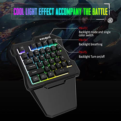 KOLMAX K35 One Handed Gaming Keyboard, RGB Backlit 35 Keys Portable Mini Gaming Keypad with Ergonomic Wrist Rest,USB Wired Game Controller for PC Gamer