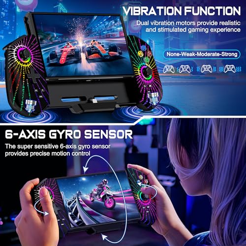 KICKDOT Switch Controller with Hall Joystick for Nintendo Switch/OLED, One-Piece Wired Switch Pro Control with Turbo/4 Game Slot/Vibration, Handheld Joypad Controller for Nintendo Switch Controller