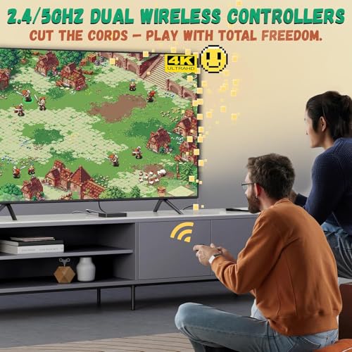 Wireless Retro Game Console, Retro Game Stick with Built-in 23 Emulators, 20,000+ Games, 4k Hdmi Output, and 2.4GHz Wireless Controller, Plug and Retro Play Video Games for Tv (64 GB)