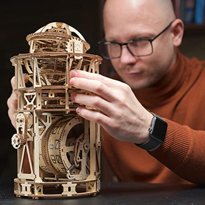 UGEARS Astronomer Table Clock with Tourbillon - 3D Wooden Puzzles for Adults Model Kit - Mechanical Clock Kit Functional DIY Wood Model Kits for Adults, 3D Puzzle for Puzzle Lovers - style: Astronomer Table Clock