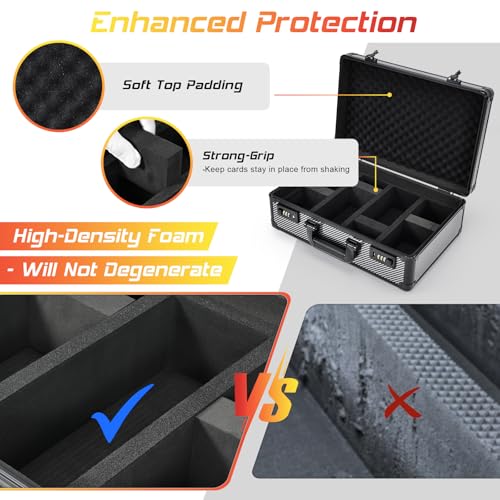 Faquenc Graded Card Case Storage Box, Trading Card Cases for Sports Cards with Combo Lock, Card Slab Case for Baseball Cards Storage, 4-Row Graded Cards Display Box X-Large